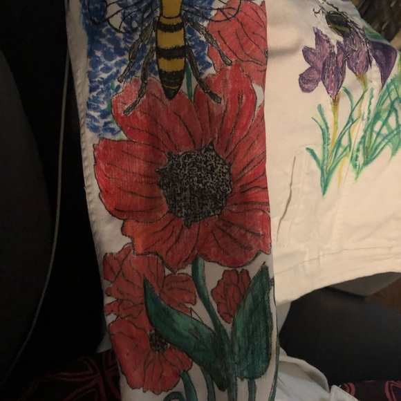 Ladies Hand painted stretch denim jacket - Picture 3 of 6